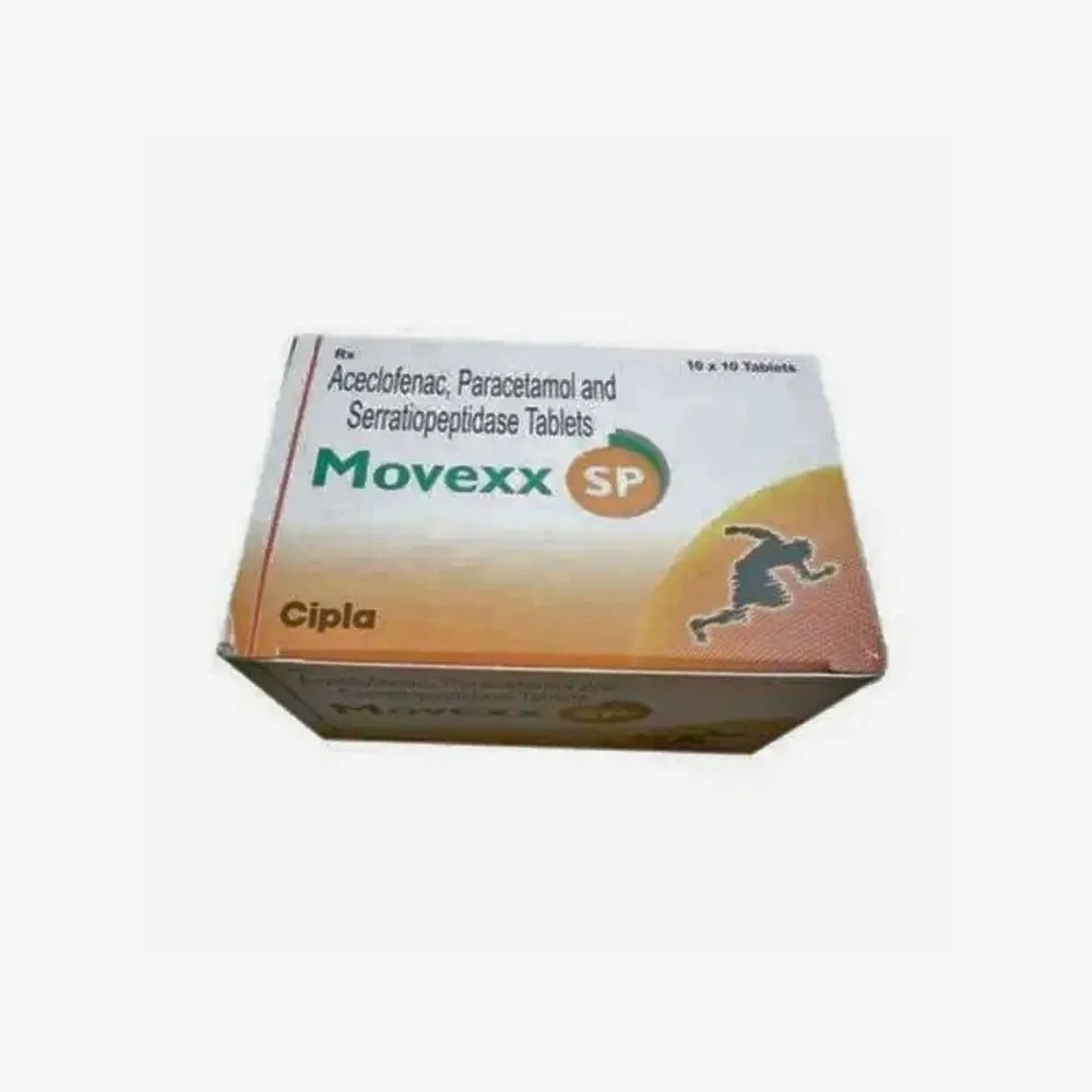 100mg Movexx Sp Aceclofenac Paracetamol Serratiopeptidase Tablet